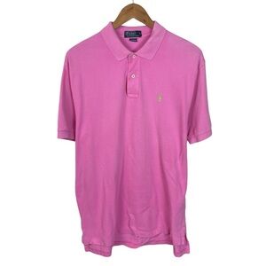 PO811 Men’s Polo Ralph Lauren Designer Preppy Pink Short Sleeve Polo Shirt L